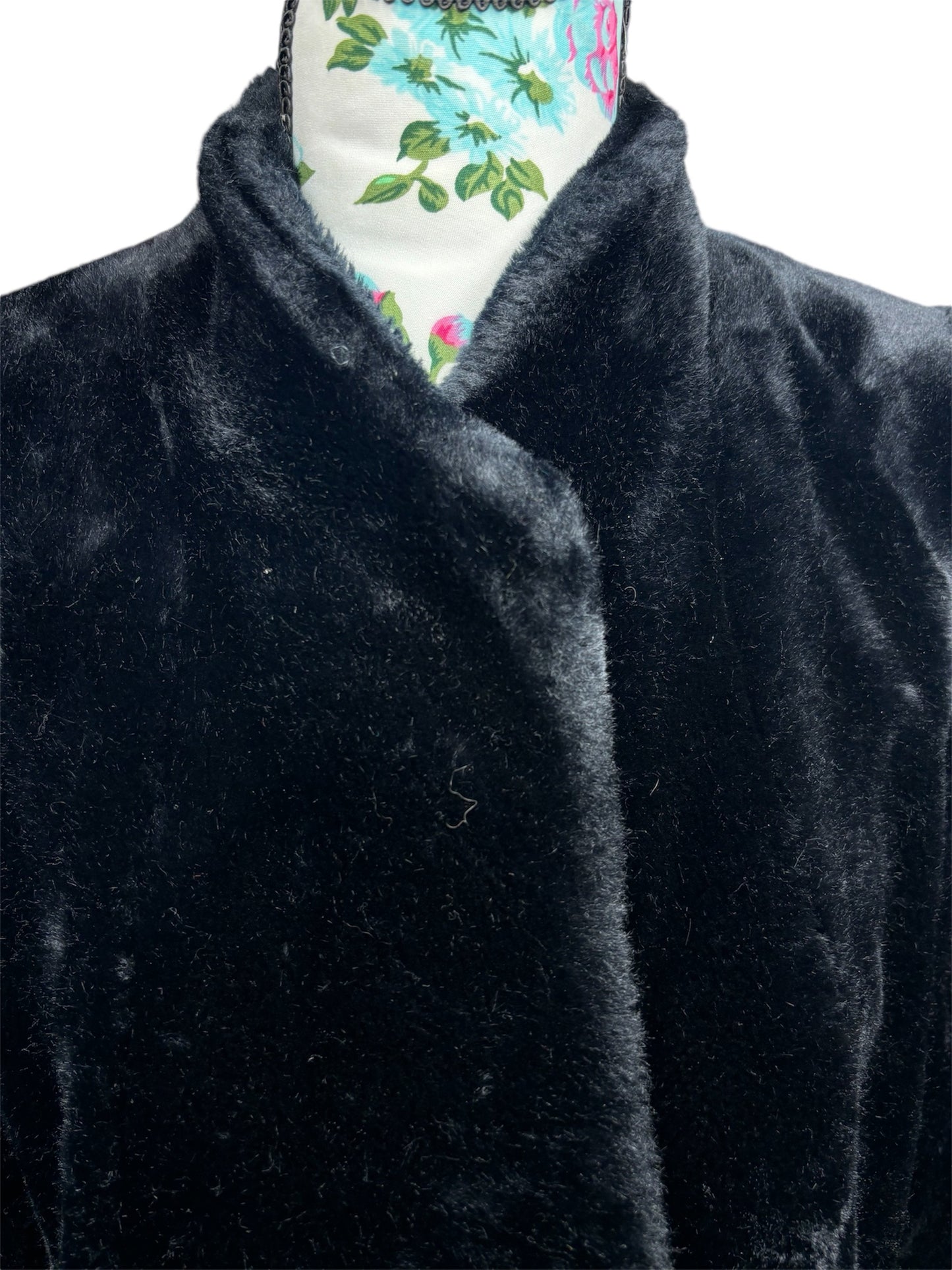 Vintage 1980s Black Faux Fur Jacket/Coat