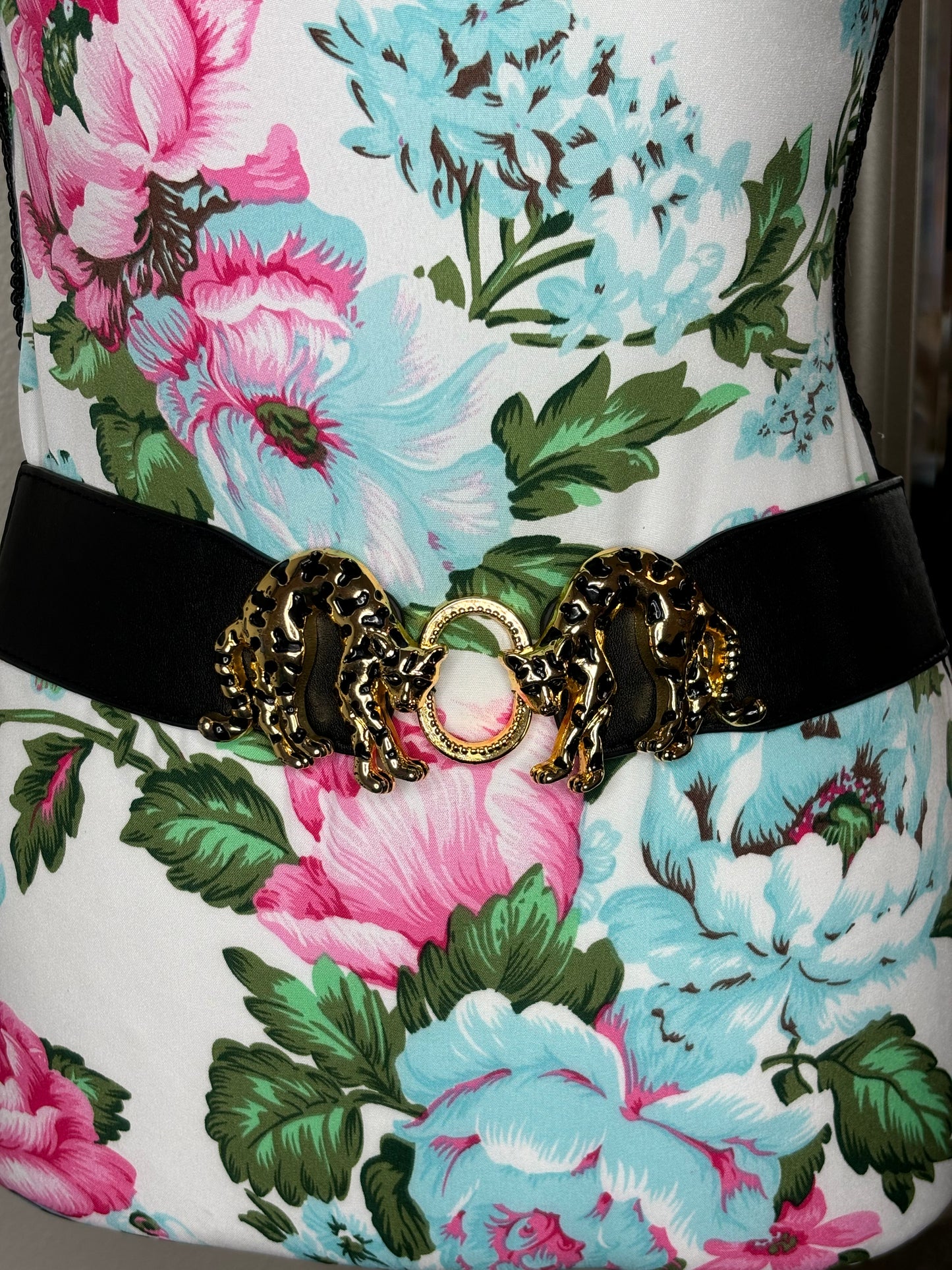 C012 Vintage Bebe Jaguar Gold Tone Belt S/M