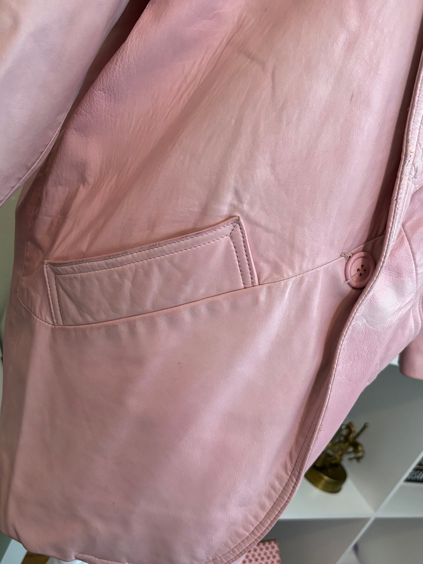 C001 Vakko Pink Leather Jacket Long XS