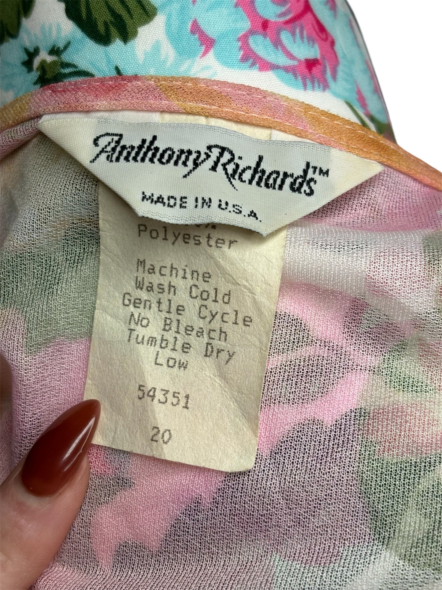 Vintage 1970s Anthony Richards Floral Duster – Made in USA