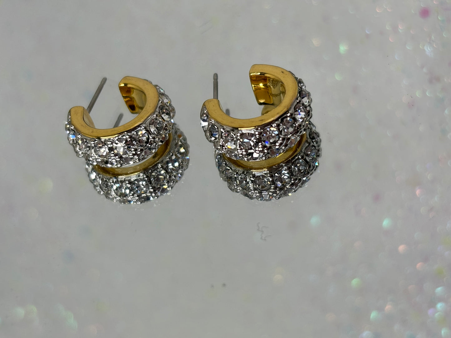 A012 Joan Rivers (signed) Gold Tone and Crystal Earrings