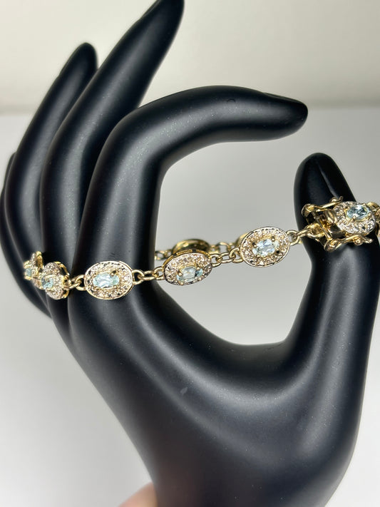 B015 Gold Over Sterling Silver Topaz Bracelet