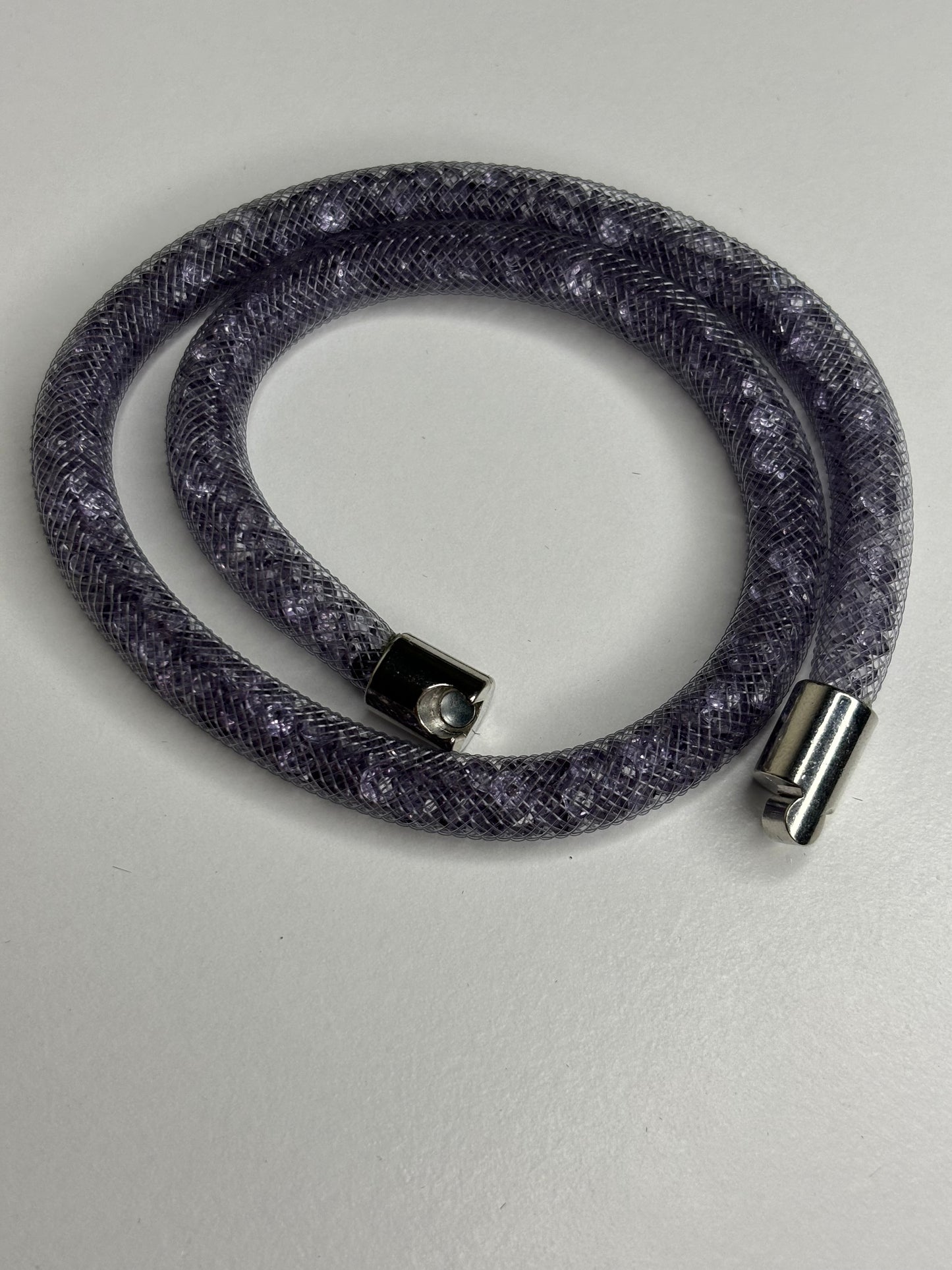 Necklace or Wrap Bracelet Mesh & Crystals Purple 15”