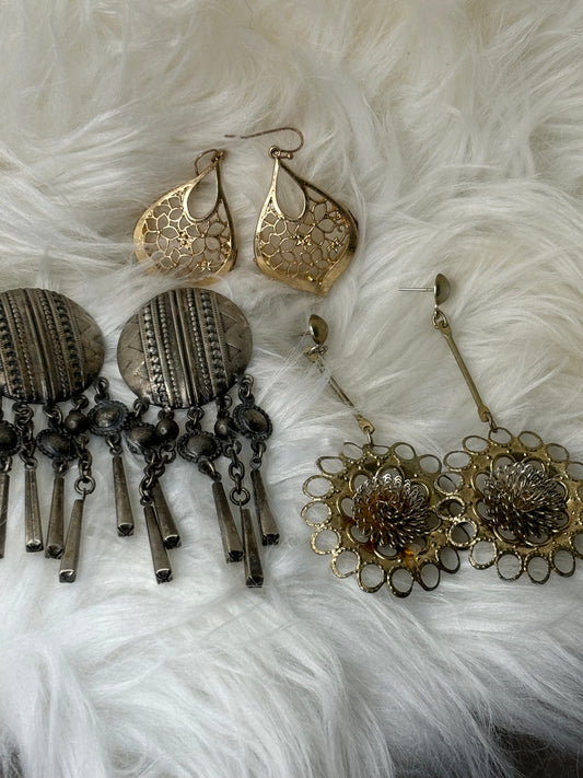 A135 Set of Various Metal Earrings