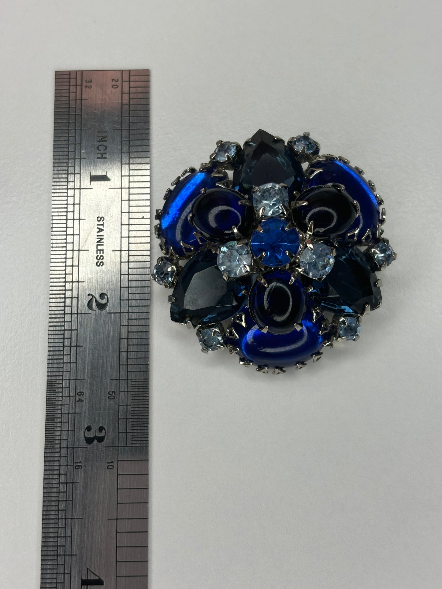 Blue Rhinestone Vintage Brooch