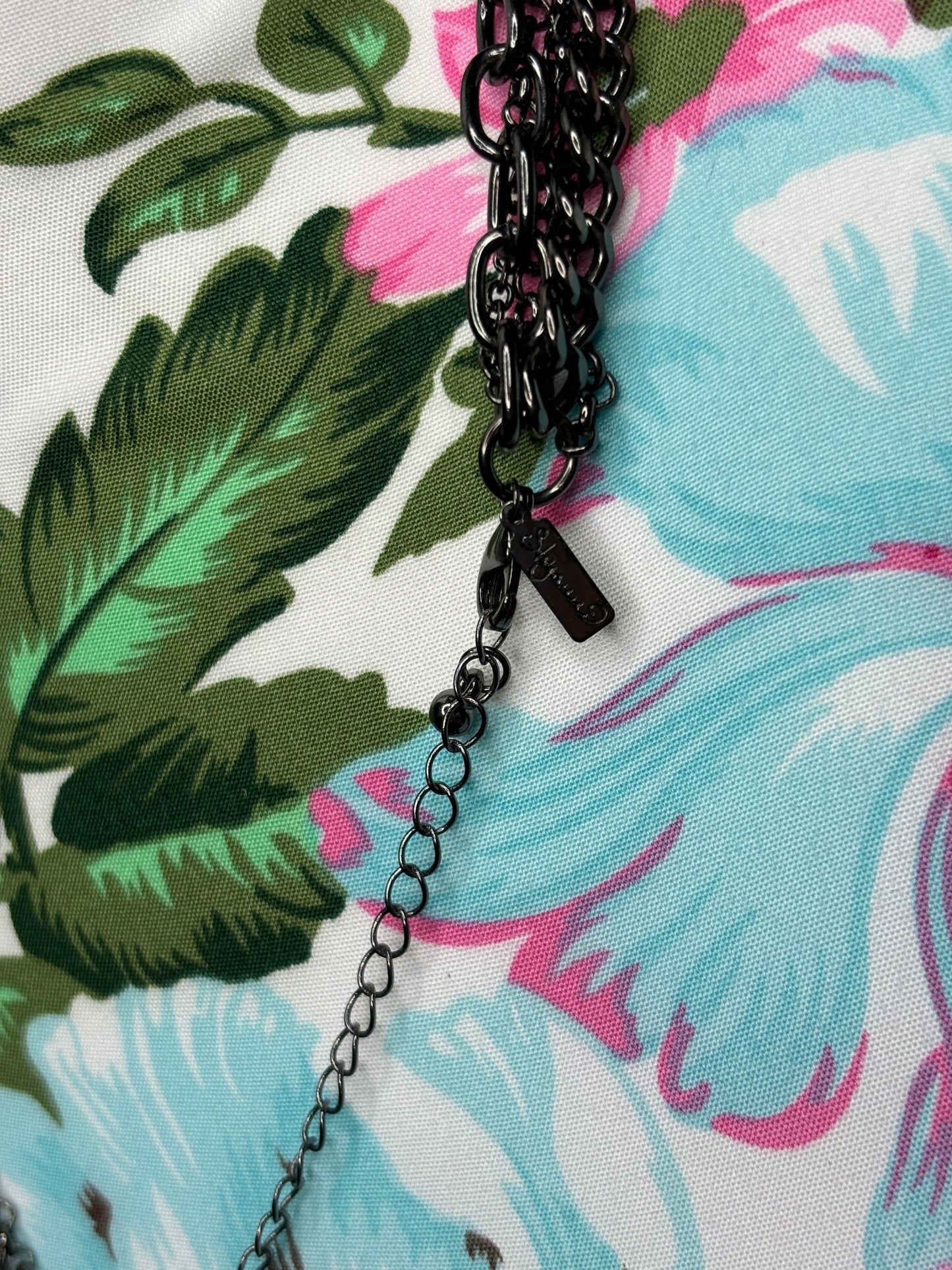 A174 Black Multi Chain and Cross Necklace 18”