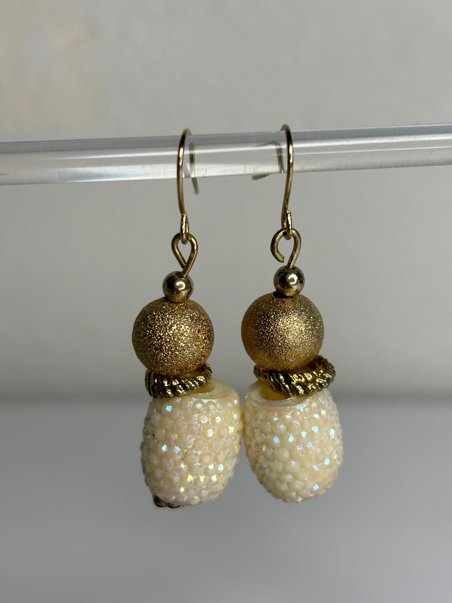 Small 1” Gold Beaded Earrings