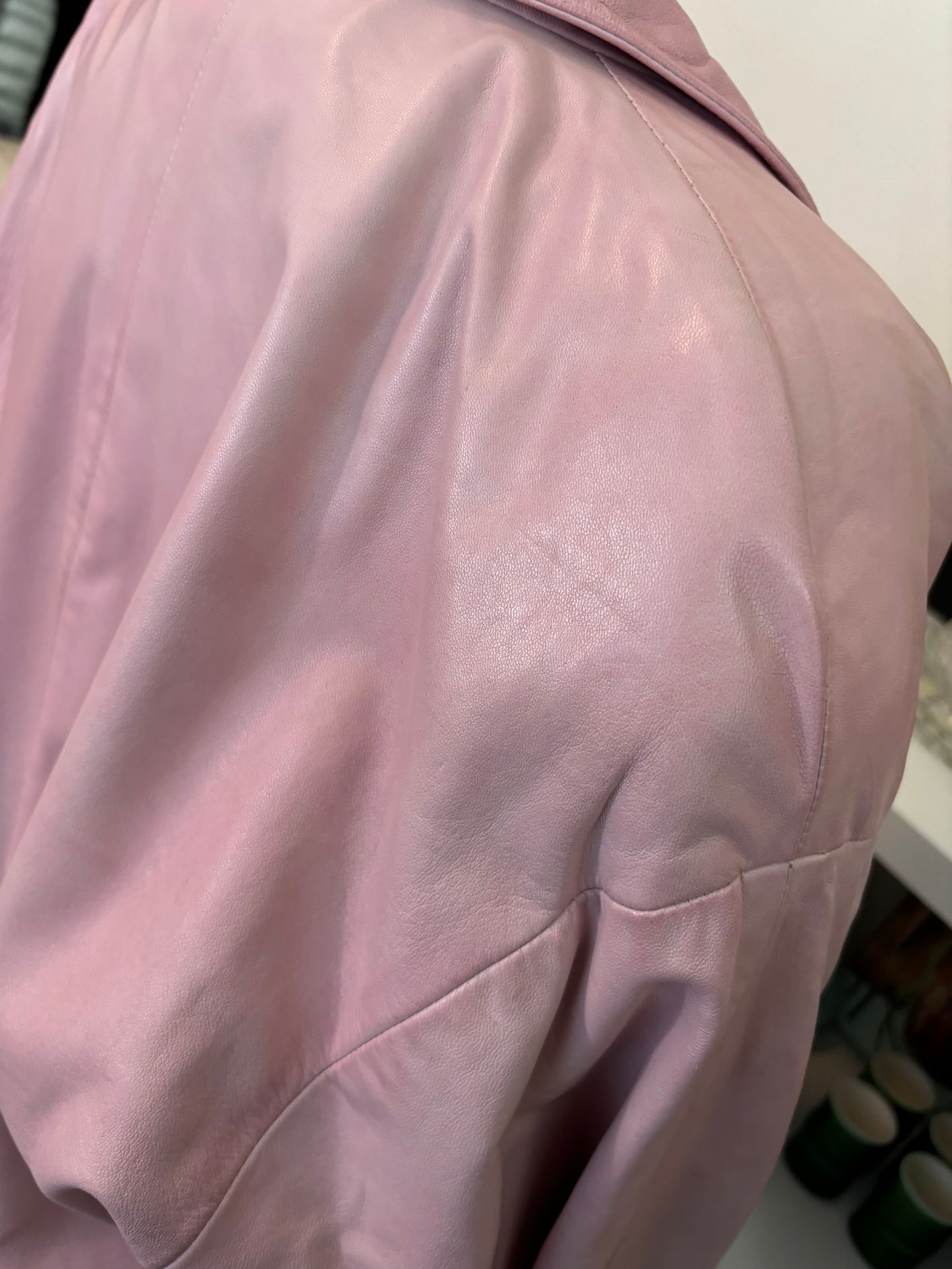 C001 Vakko Pink Leather Jacket Long XS