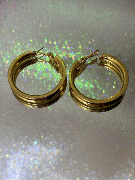 A049 Monet (signed) Gold Tone Hoop Earrings