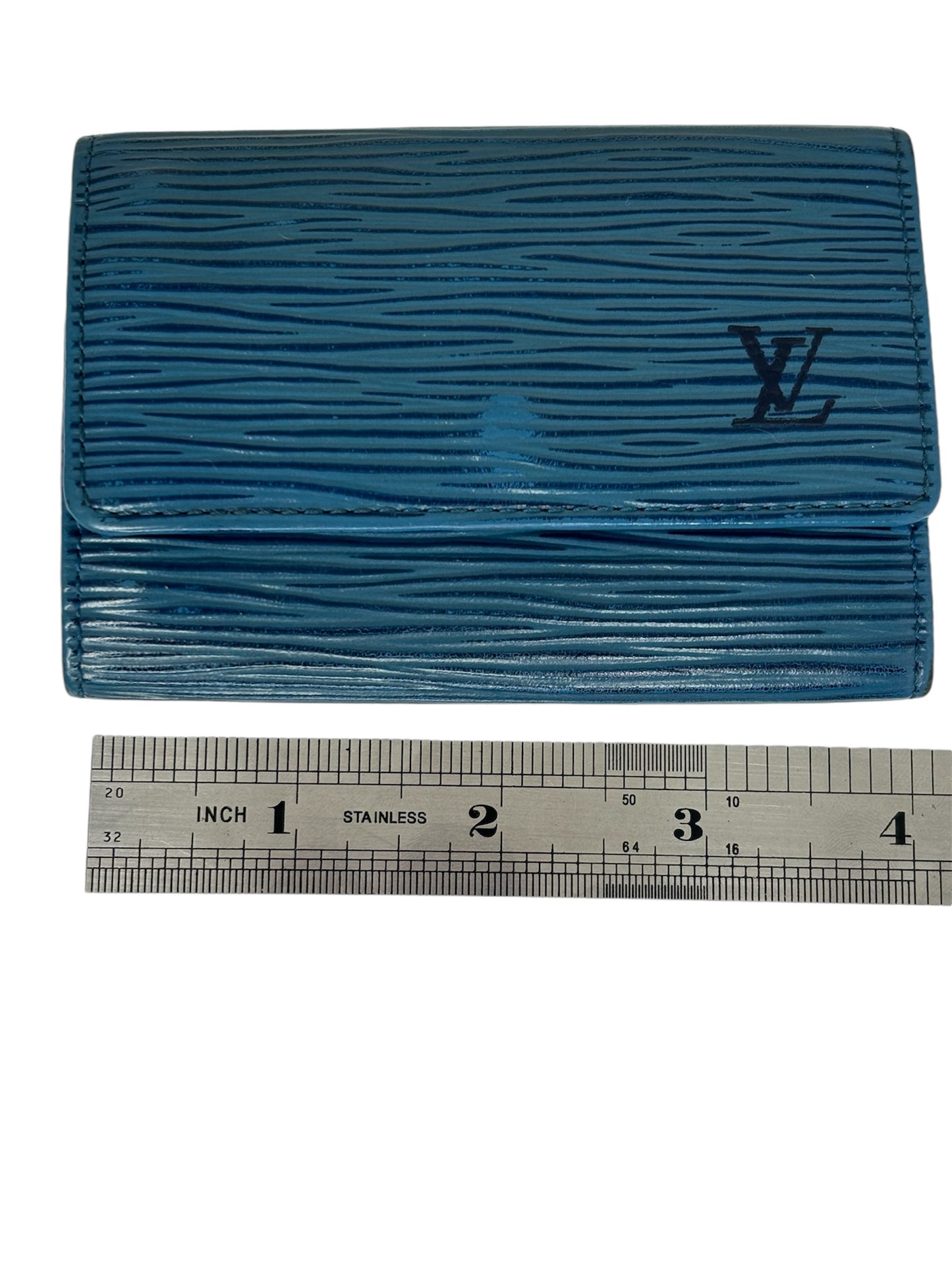 Authentic Louis Vuitton Blue Epi Leather Key Holder -