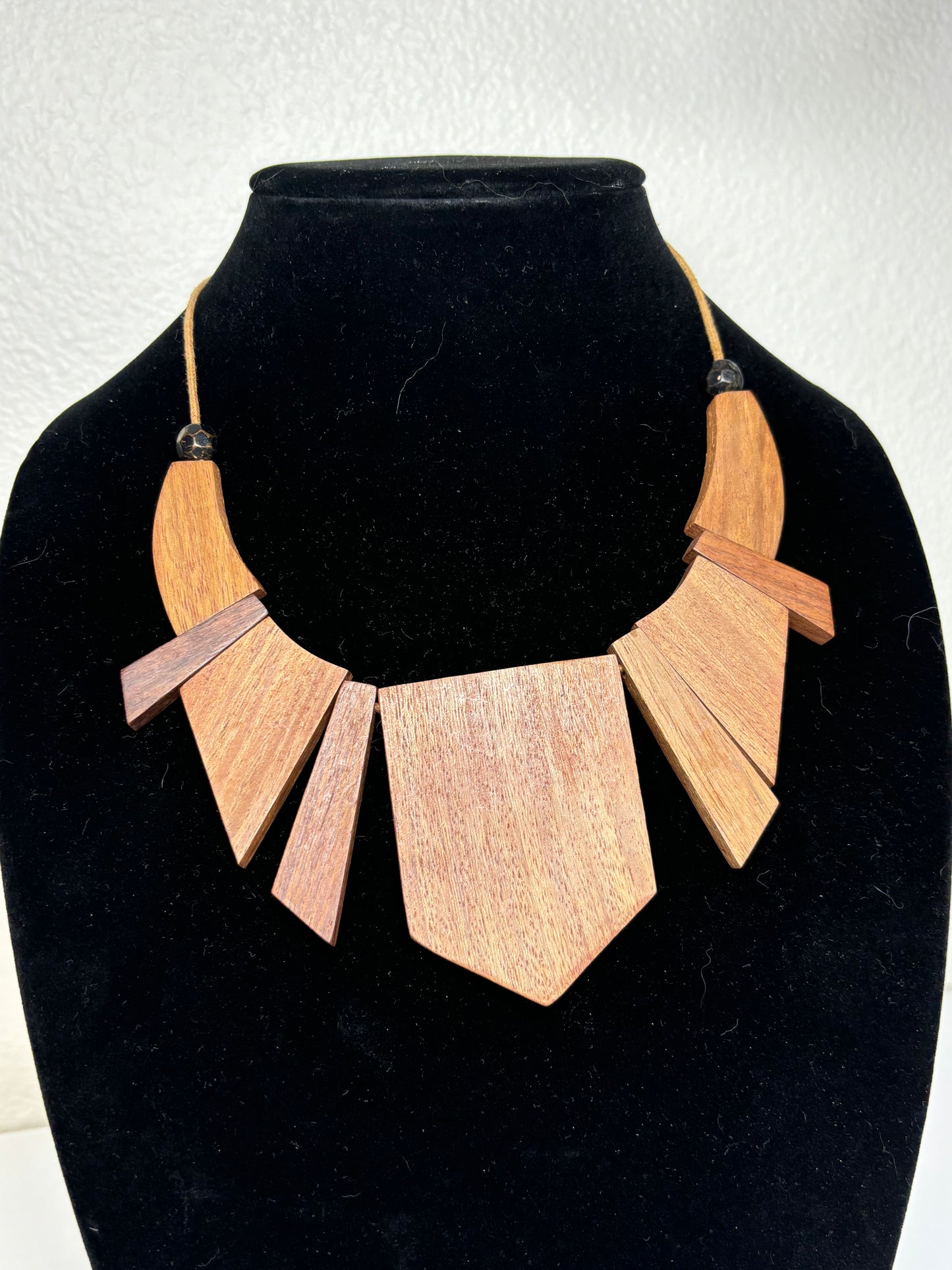 Large Wooden Statement Necklace 16”