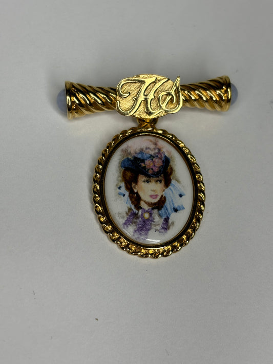 Vintage 1995-97 Hamilton Collection Lady Portrait Brooch