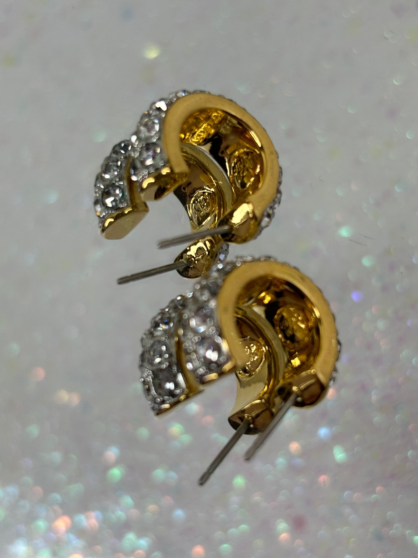 A012 Joan Rivers (signed) Gold Tone and Crystal Earrings