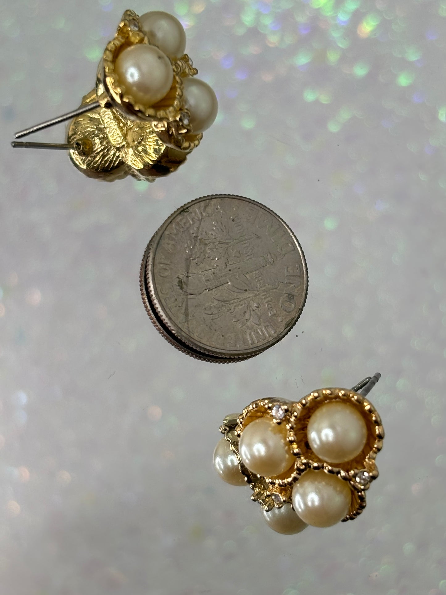 A006 Gold Toned Pearl Earrings Signed