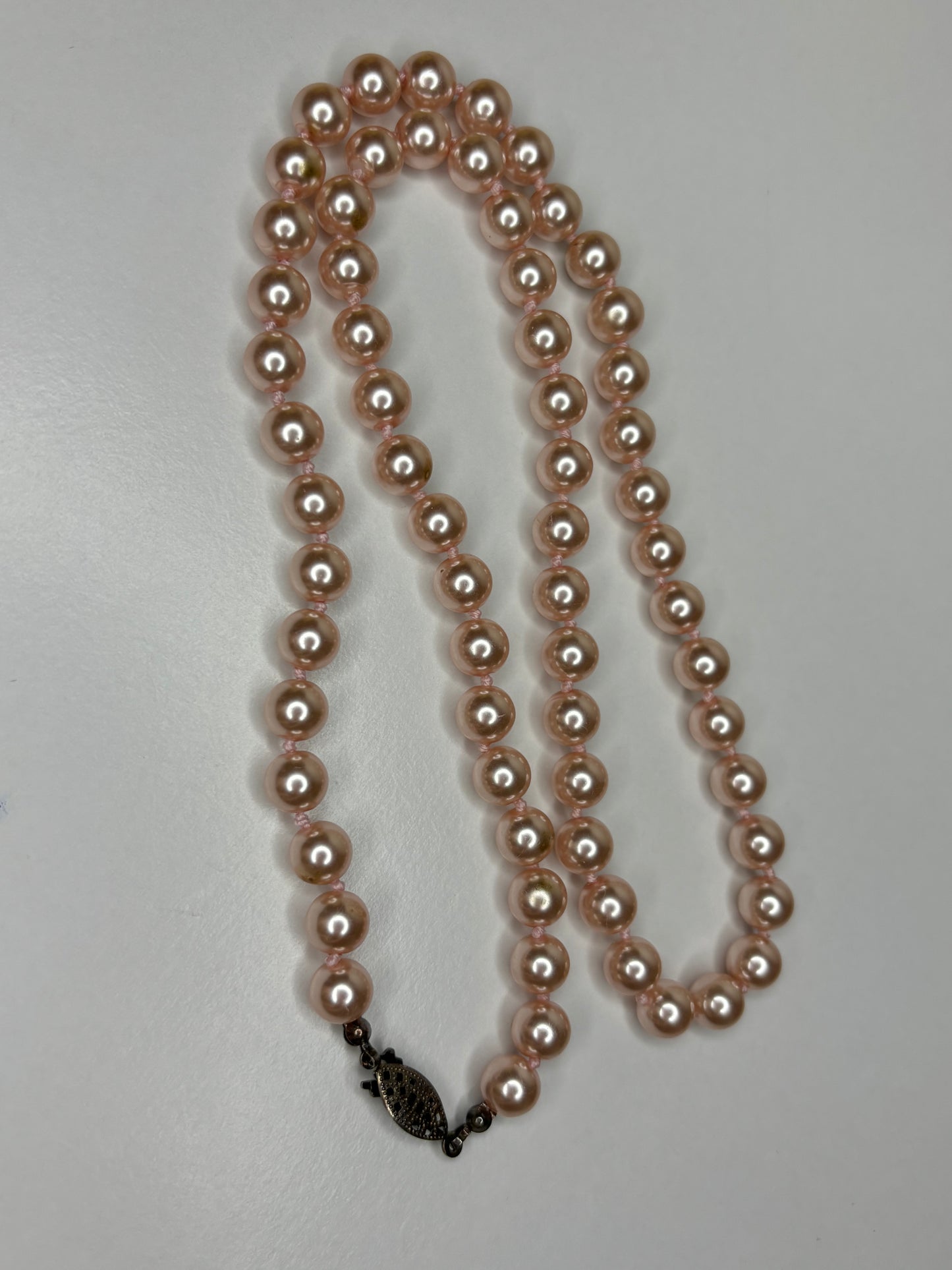 Faux Pearl Pink Necklace 16”