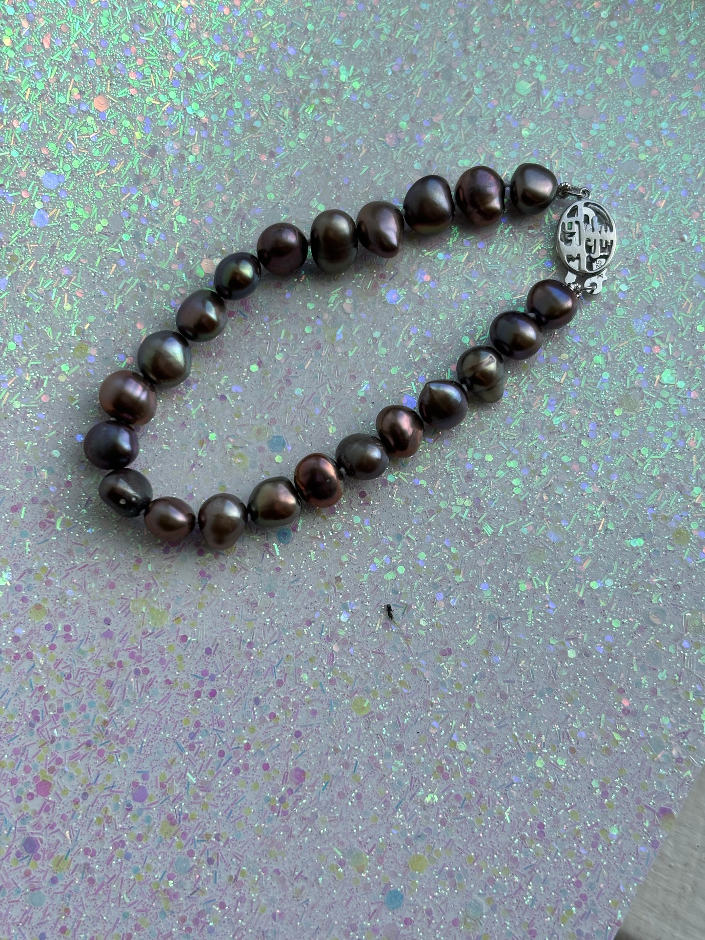 #0074 Silver Freshwater Pearl Bracelet