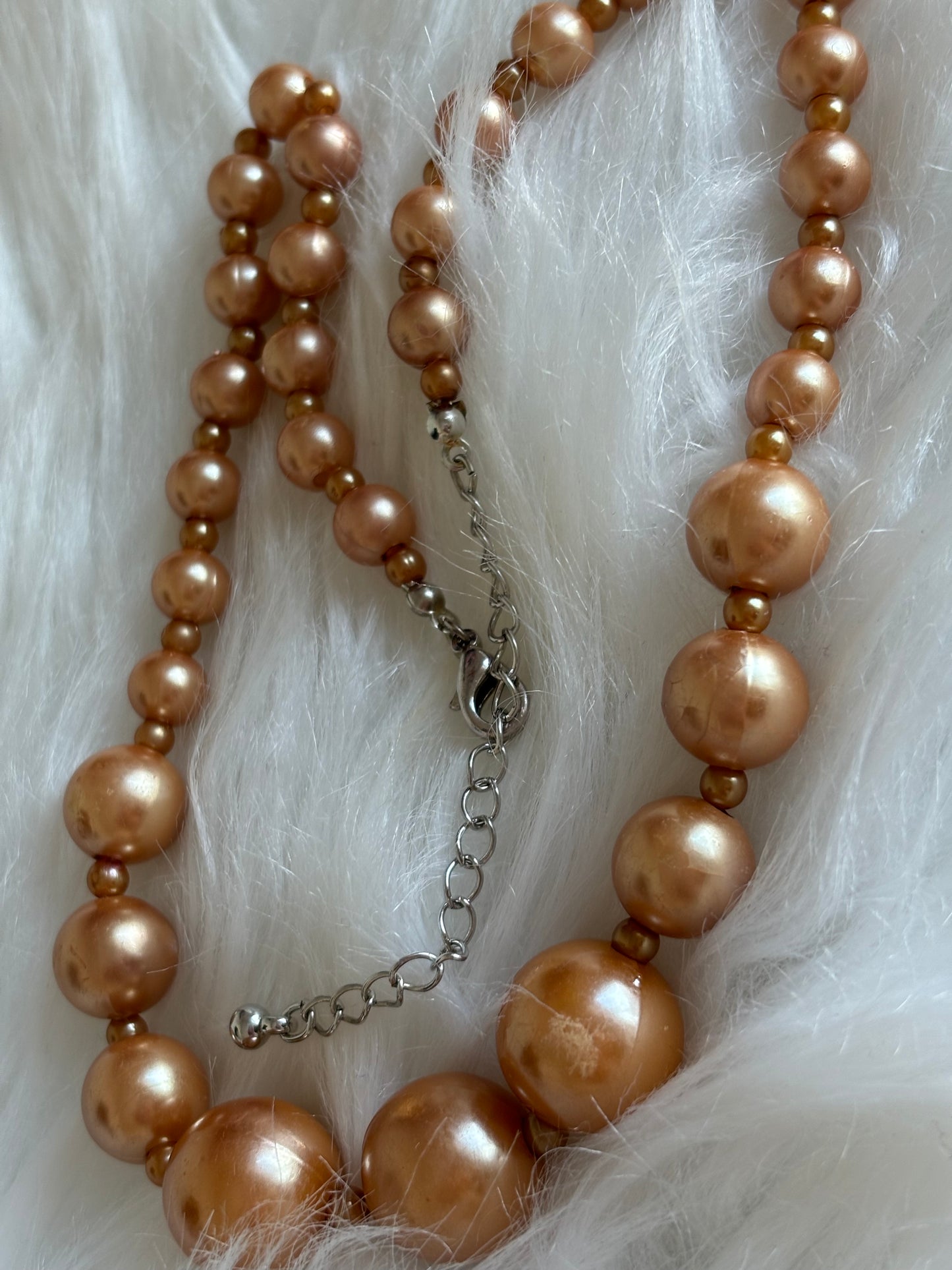 #0123 Lightweight Brown Faux Pearl Necklace