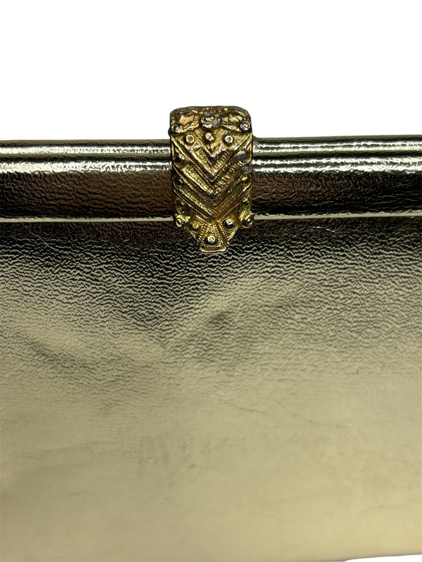 Vintage 1960s Gold Evening Clutch with Ornate Clasp