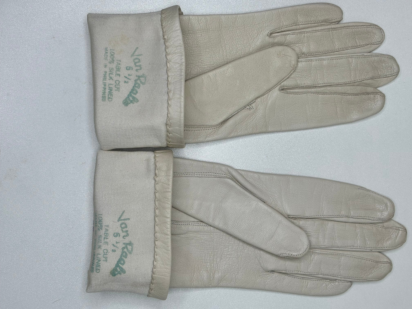 C019 Vintage Van Raalte Bone Leather Ladies Gloves Size 5.5