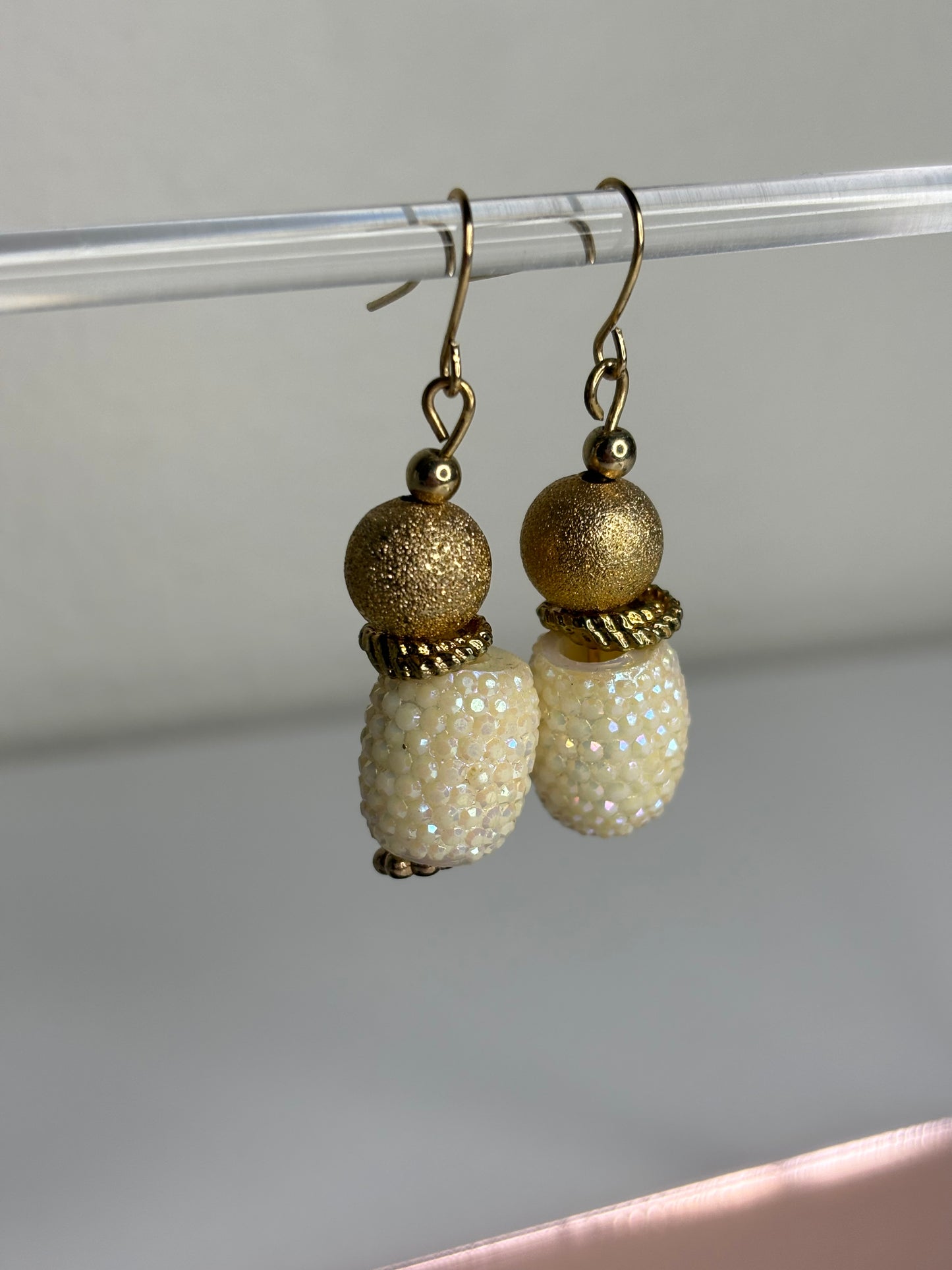 Small 1” Gold Beaded Earrings