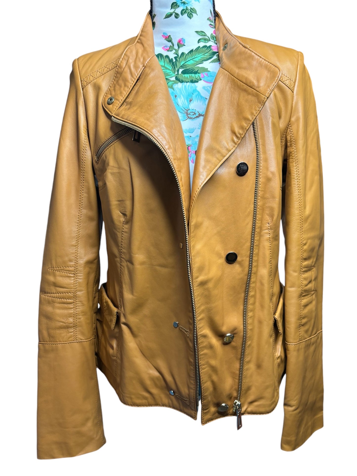 Crossi Yellow Turkish Leather Jacket Sz- M