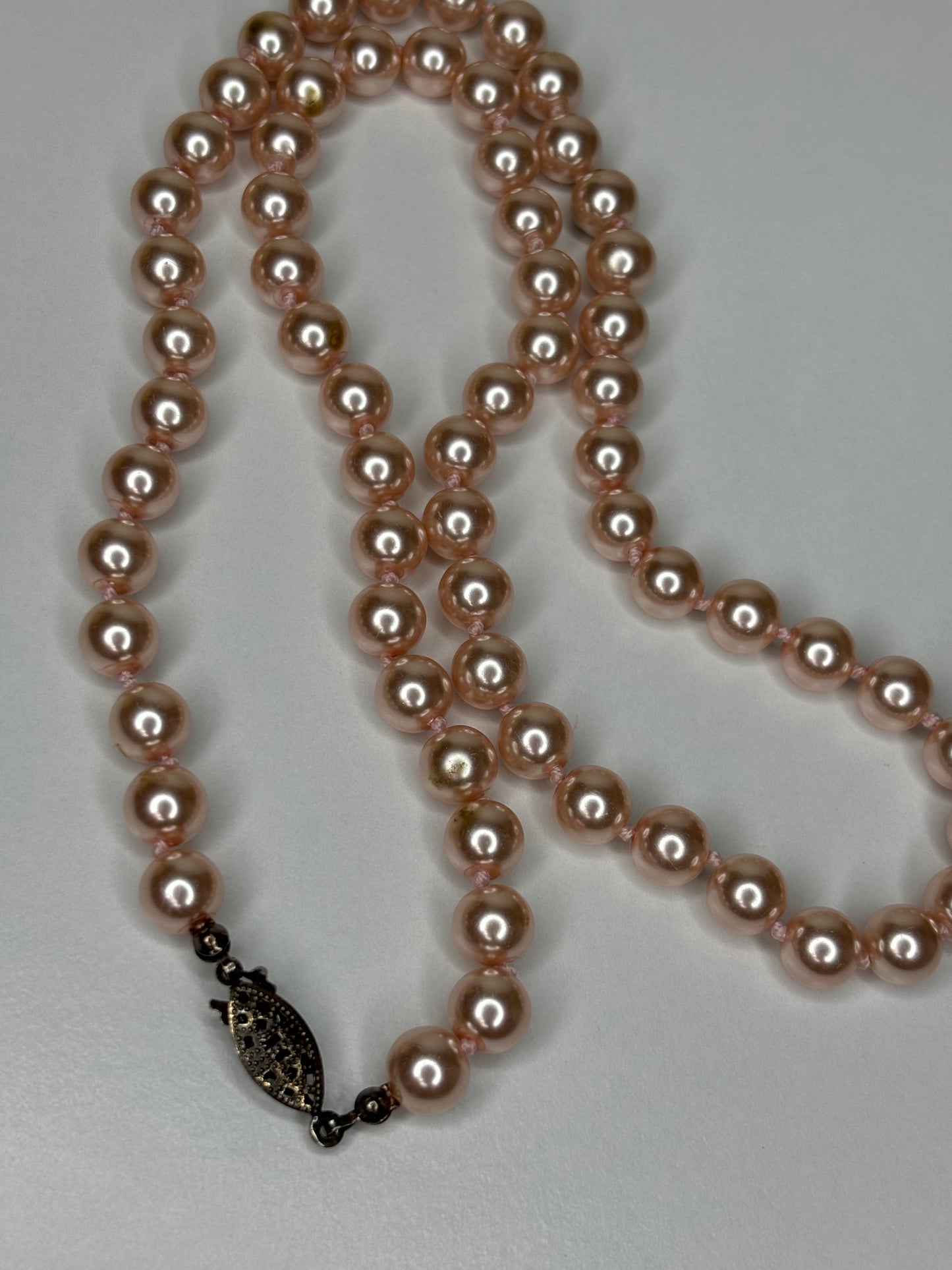 Faux Pearl Pink Necklace 16”