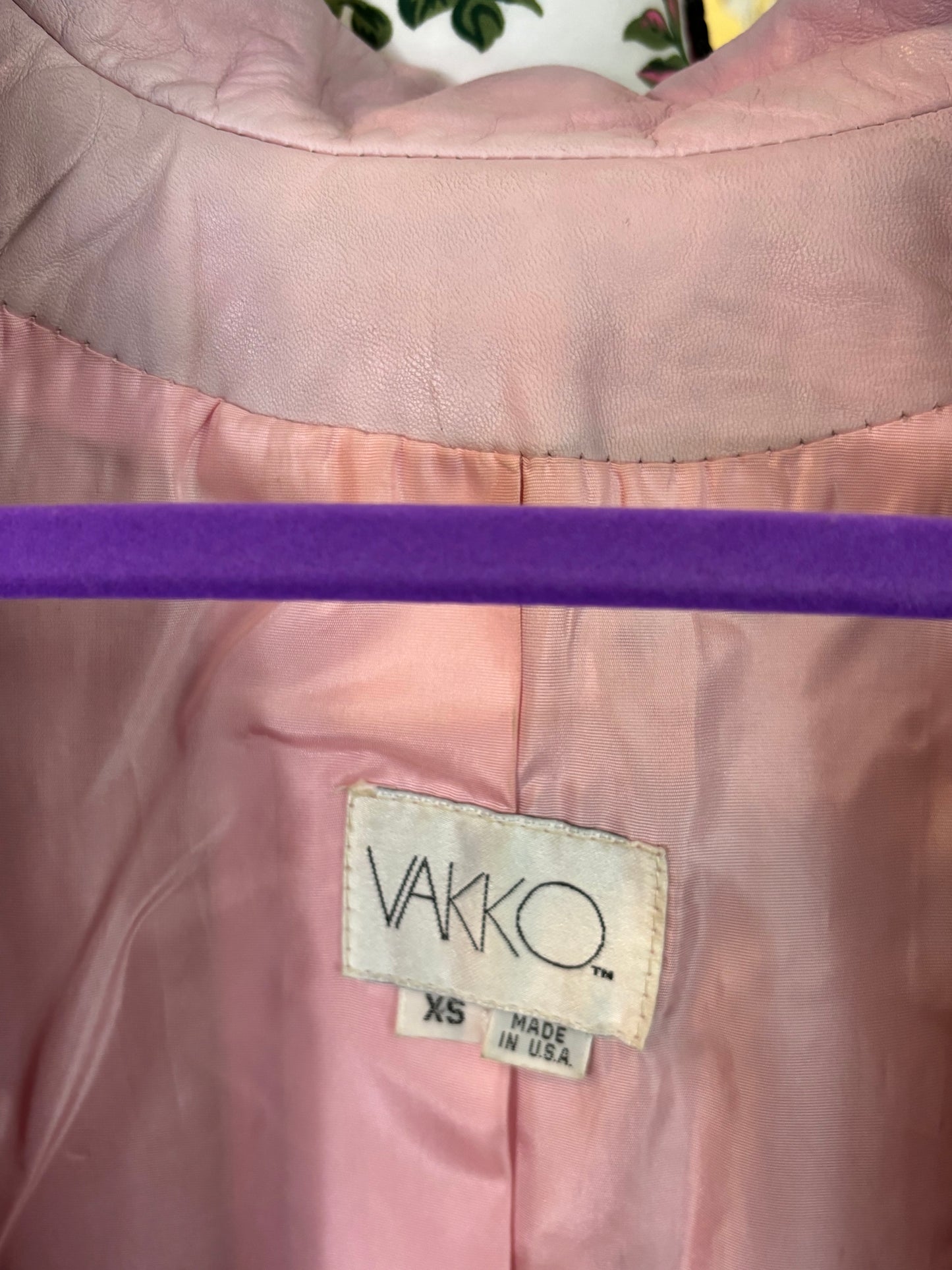 C001 Vakko Pink Leather Jacket Long XS