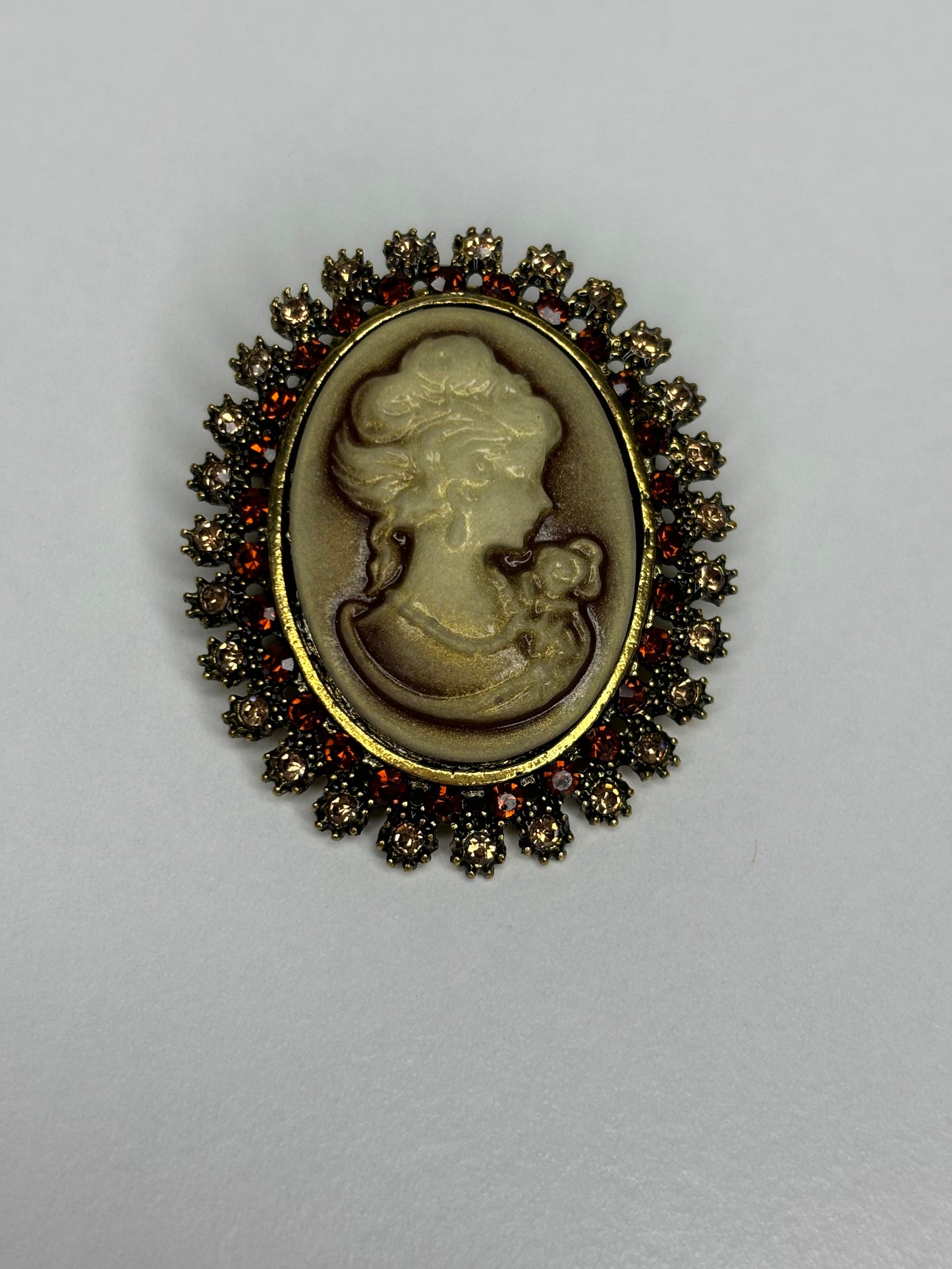 Brown & Gold Cameo Brooch