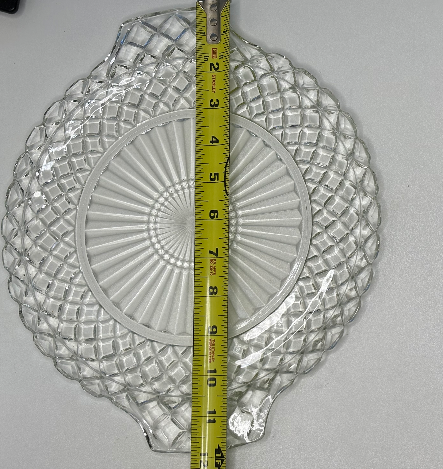 A027 Depression Glass Diamond Sunburst 10" Serving Platter