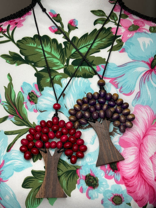 A182 Set of Wood Bead Tree Necklaces -Adjustable