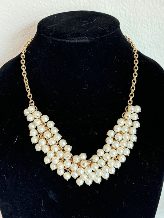 #0011 Cluster Pearl Gold Toned Necklace