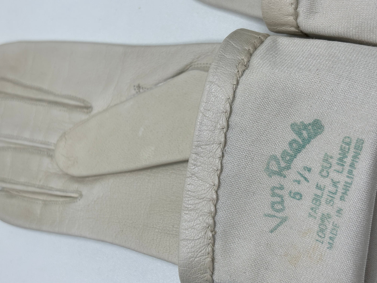 C019 Vintage Van Raalte Bone Leather Ladies Gloves Size 5.5