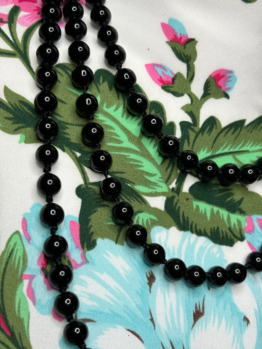 A165 Black Glass Pearl Beads 62” Long