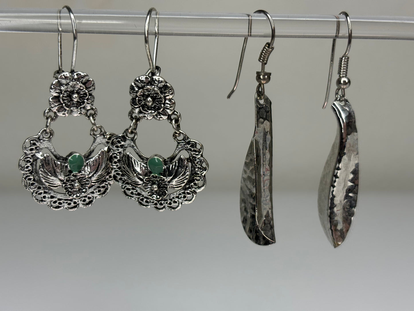 Set of Silver Tone Drop Earrings