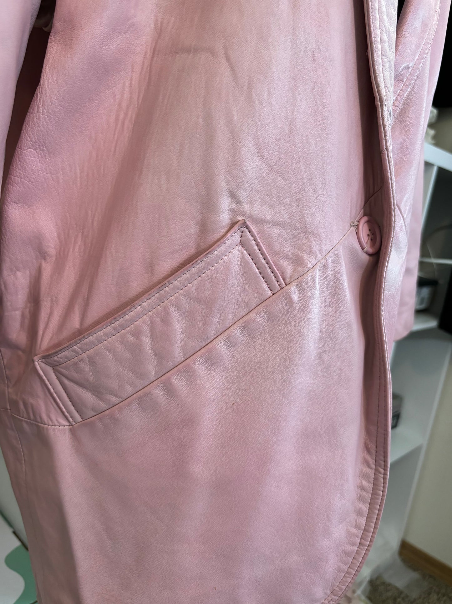 C001 Vakko Pink Leather Jacket Long XS