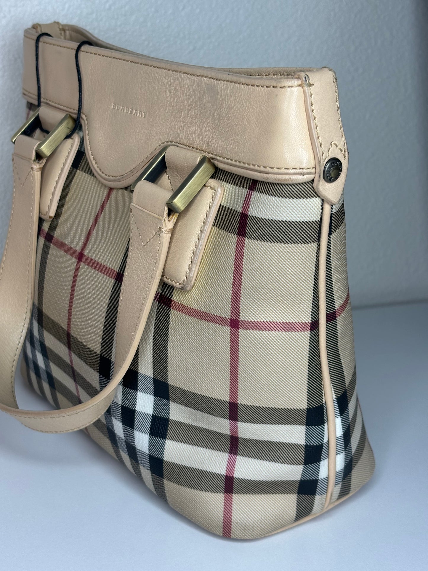 Authentic Burberry Brown House Check Handbag Beige