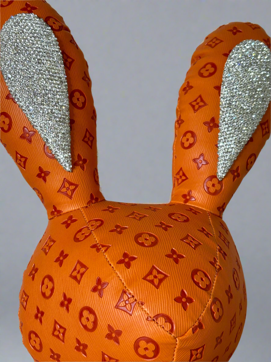 A214 Bunny Rhinestone Feet and Ears Plush Orange