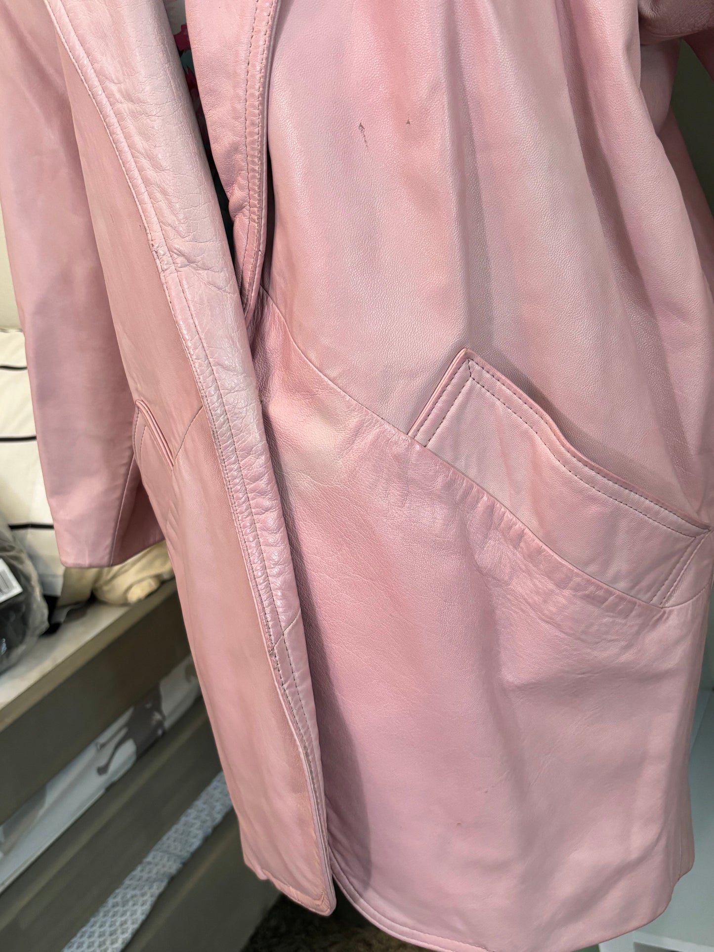 C001 Vakko Pink Leather Jacket Long XS