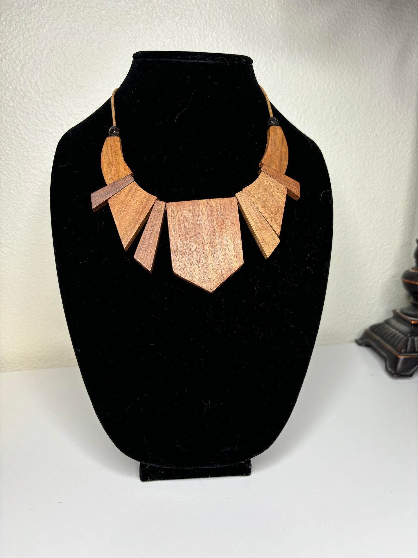 Large Wooden Statement Necklace 16”