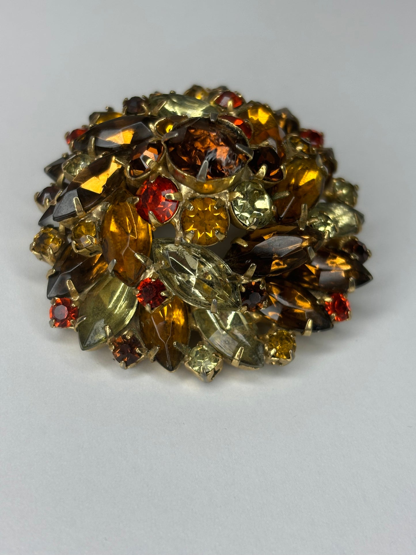 Vintage Rhinestone Brooch Fall Colors