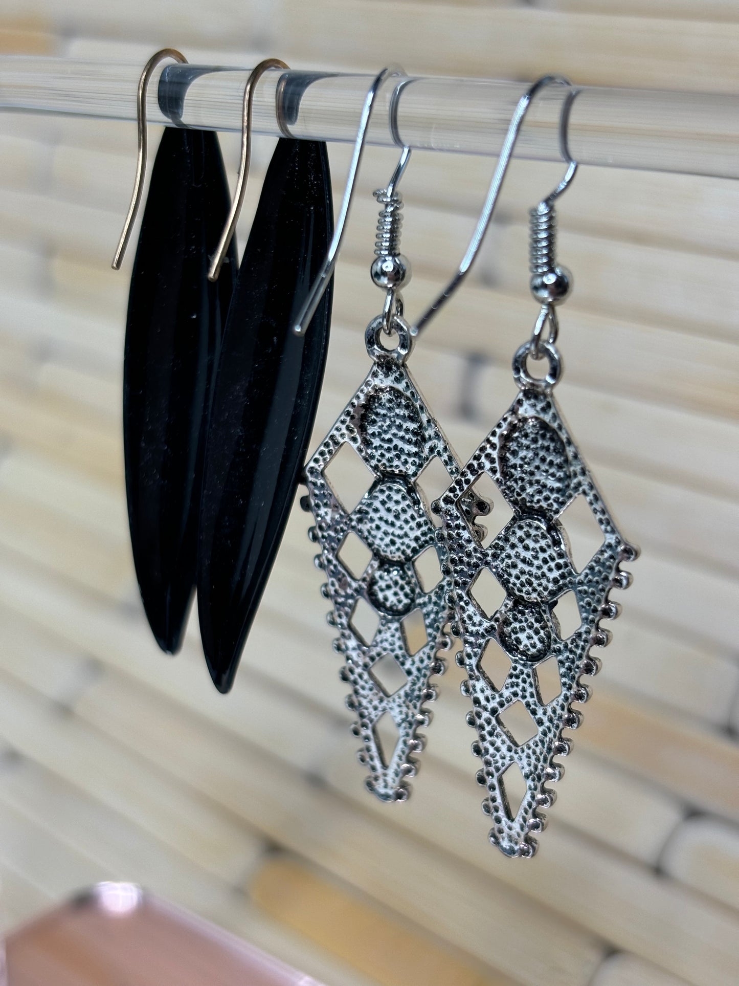 A158 Set of Black Dangle Earrings