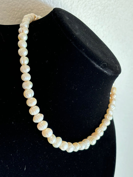 #0030 Genuine Pearl Necklace - Bumpy Pearls