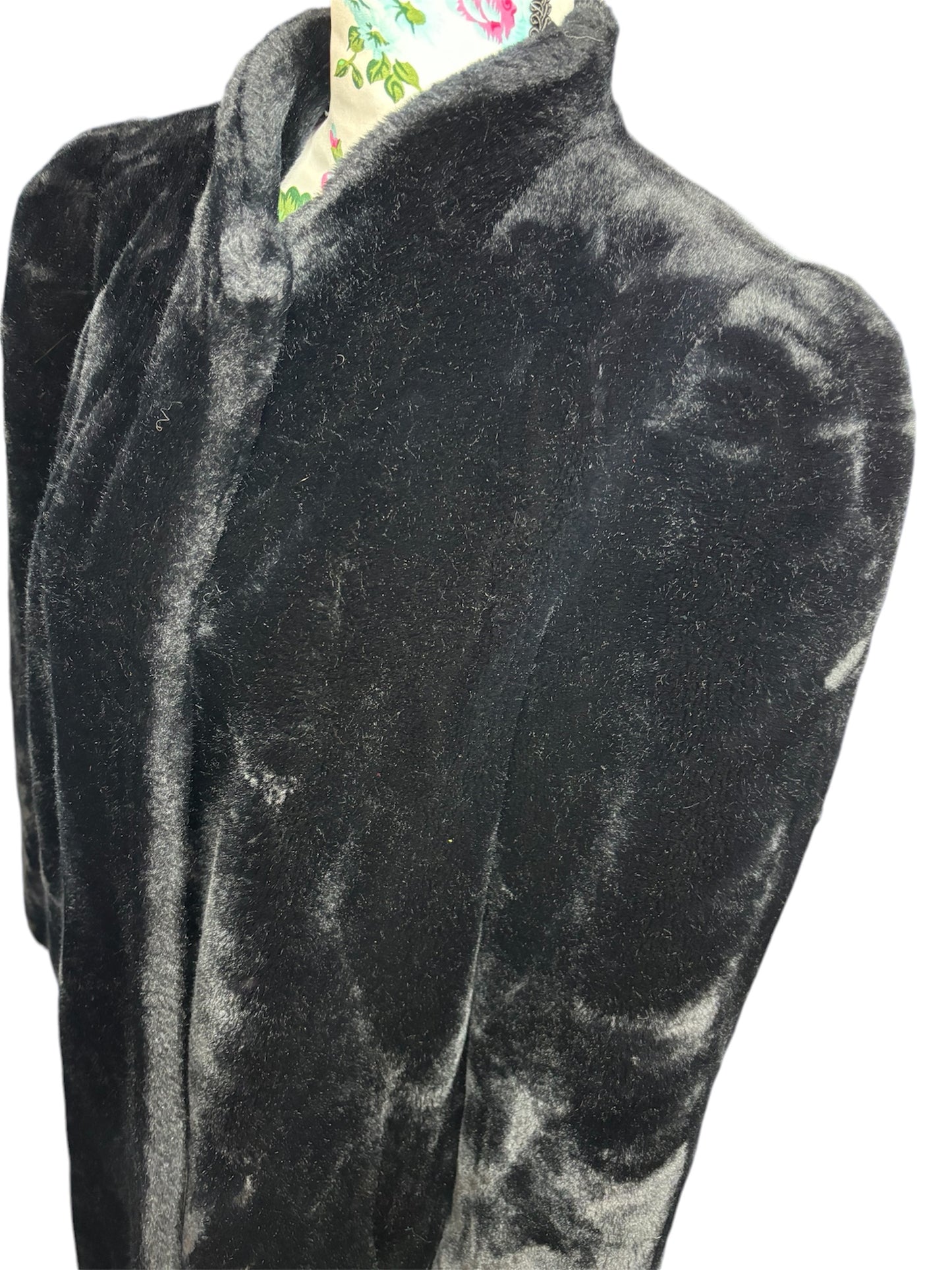 Vintage 1980s Black Faux Fur Jacket/Coat