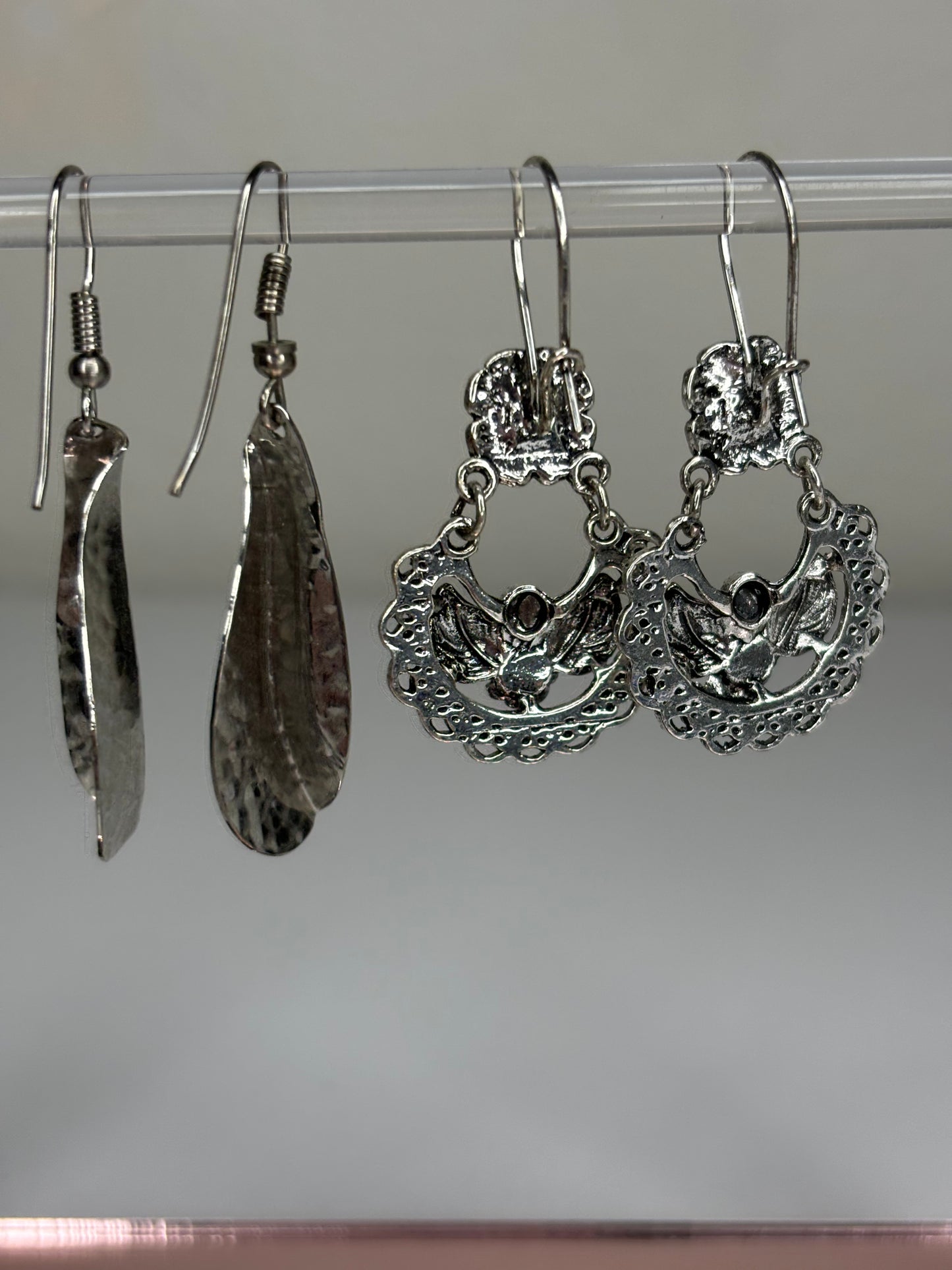 Set of Silver Tone Drop Earrings