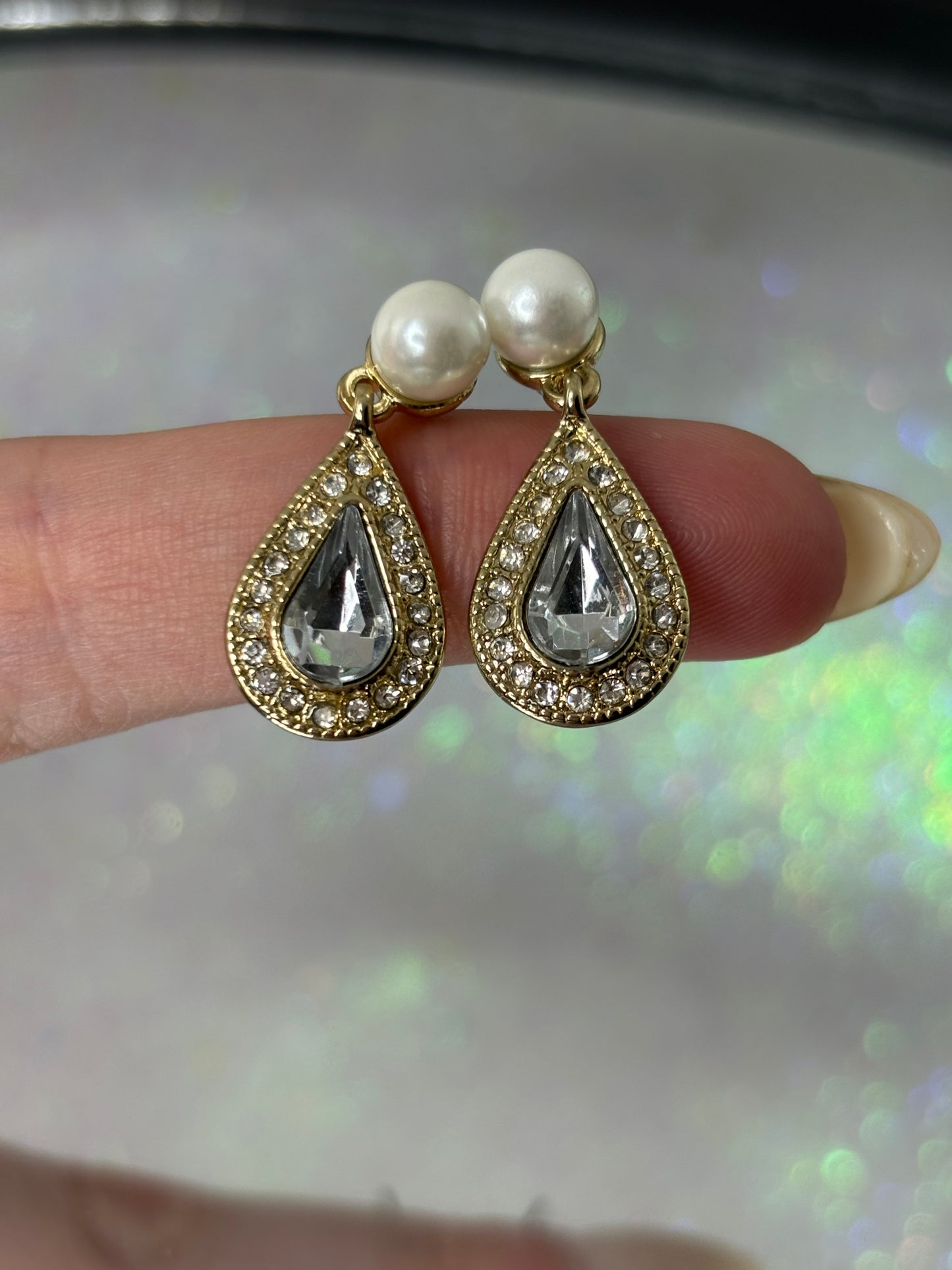 #0165 Charter Club Drop Earrings with Rhinestones