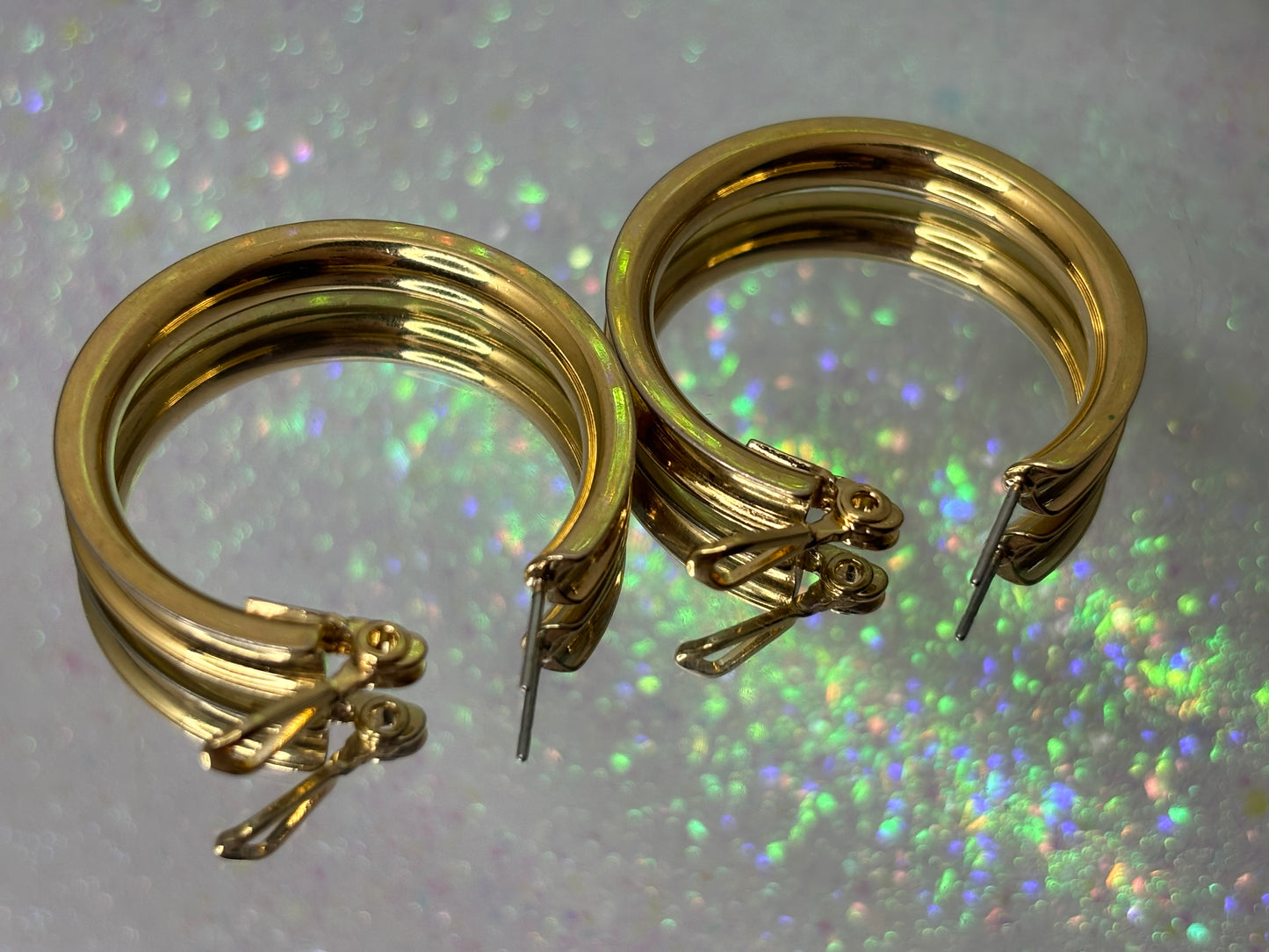 A049 Monet (signed) Gold Tone Hoop Earrings