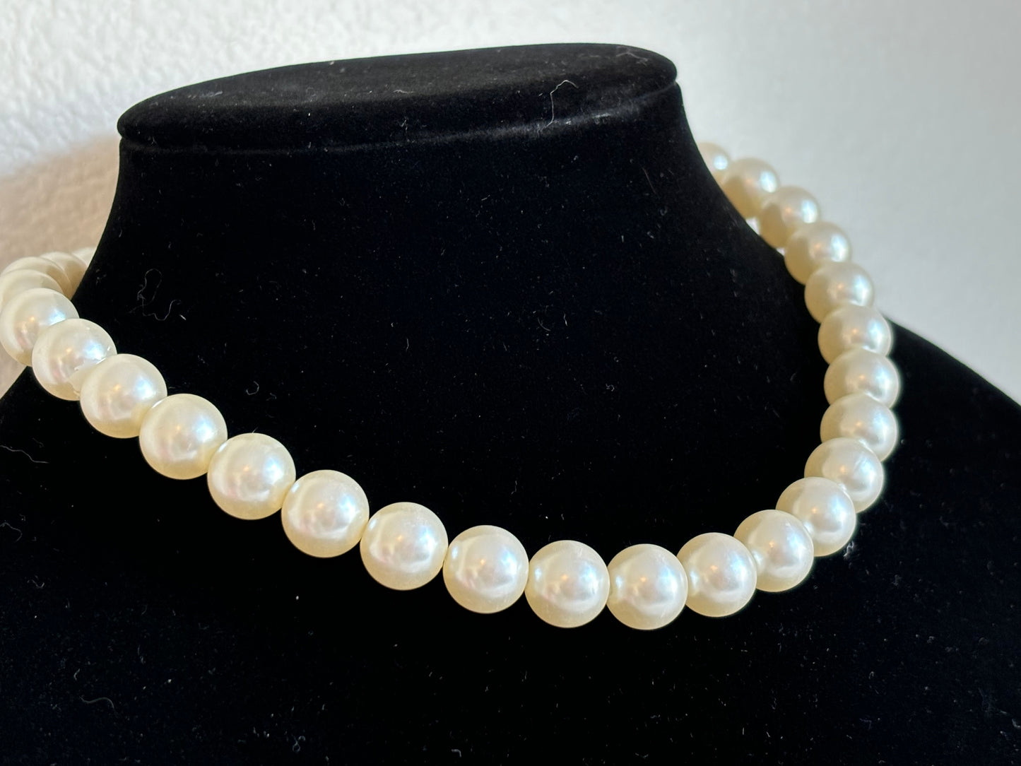 #0106 Faux Pearl Necklace with Long Gold Chain Drop on Back