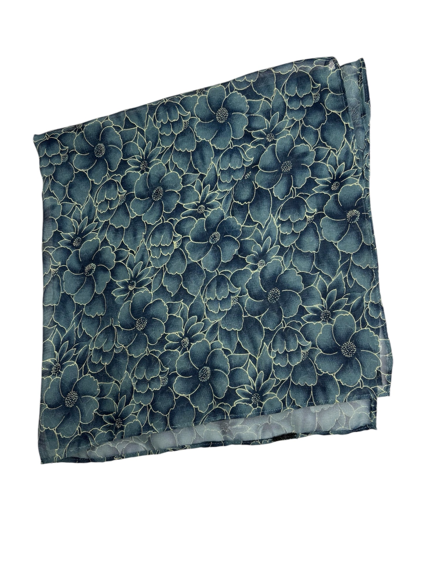 Vintage Blue Floral Scarf Set – 3-Pack (One Made in Italy) 24”x 24”