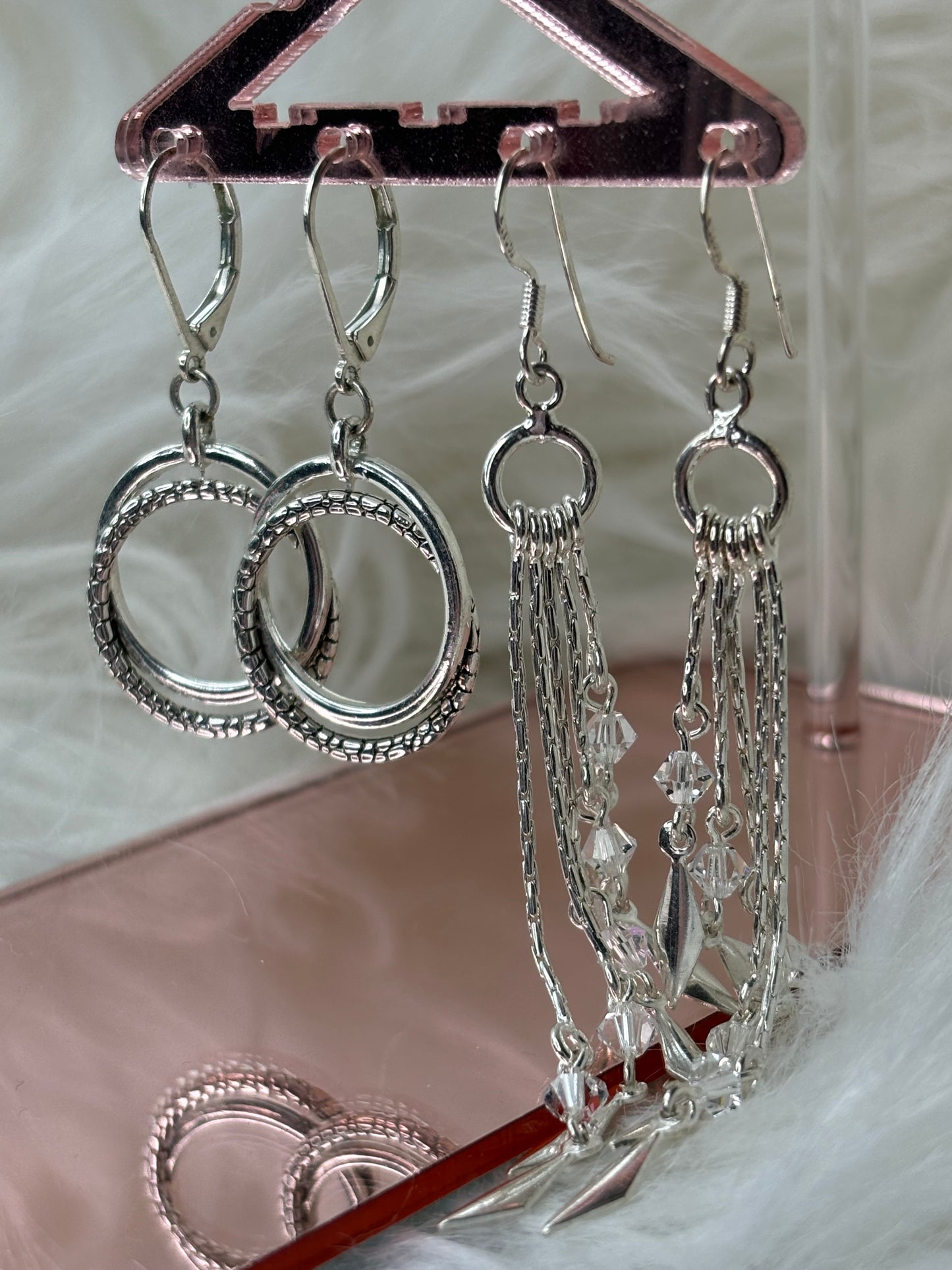 A127 Silver Tone Drop Earrings