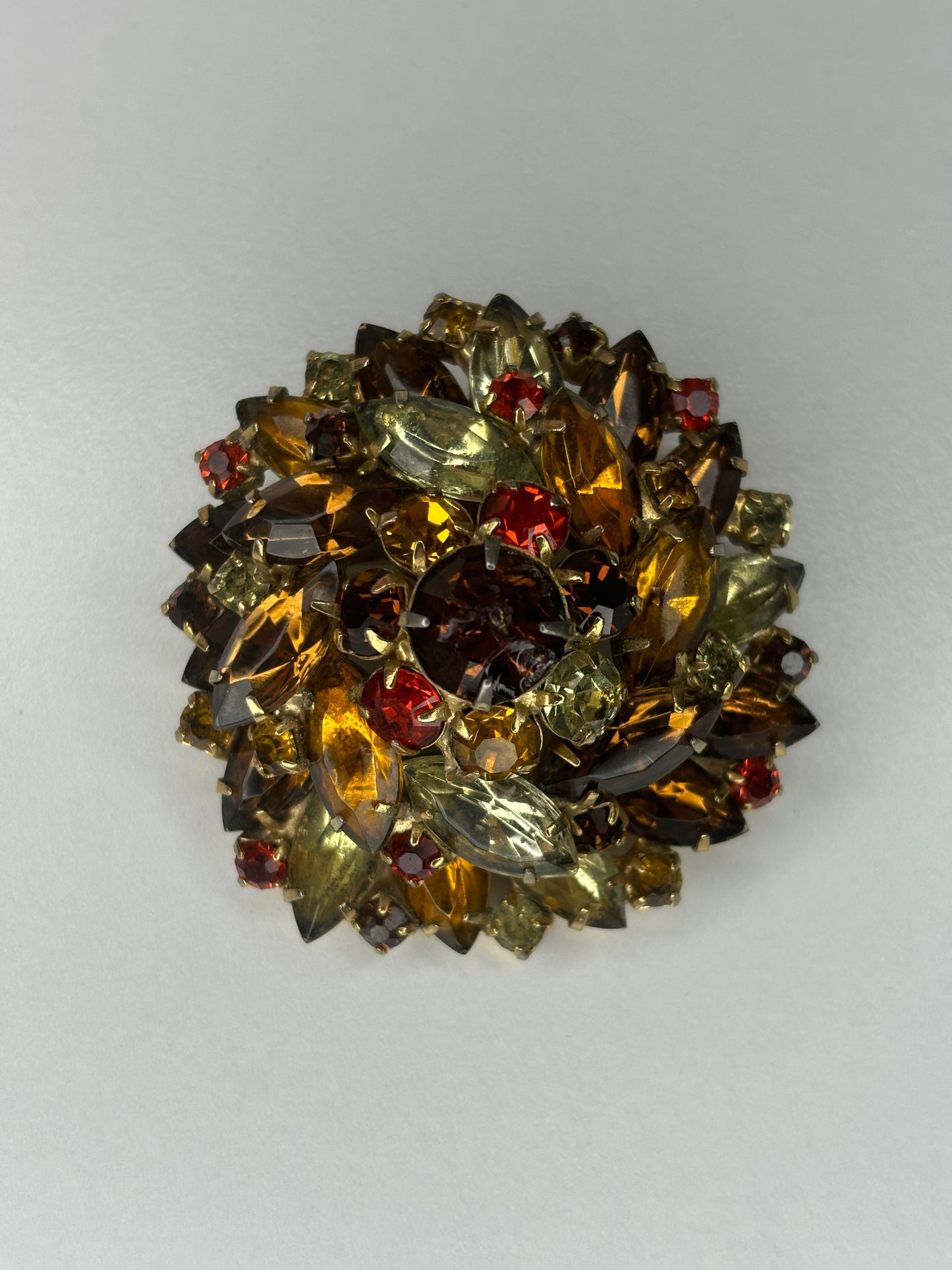 Vintage Rhinestone Brooch Fall Colors